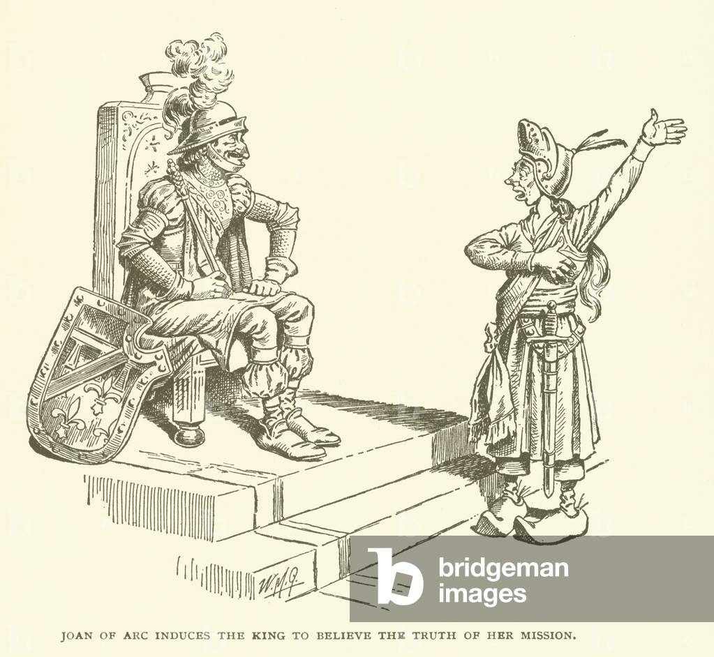Joan of arc induces the king to believe the truth of her Mission (engraving)