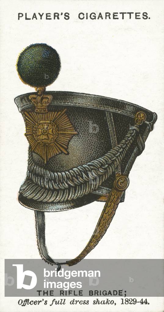 Military Head-Dress, The Rifle Brigade, Officer's full dress shako, 1829-44 (chromolitho)