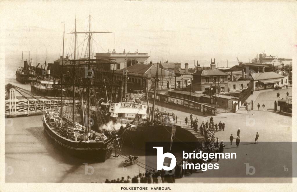 Folkestone Harbour, Kent (b/w photo)
