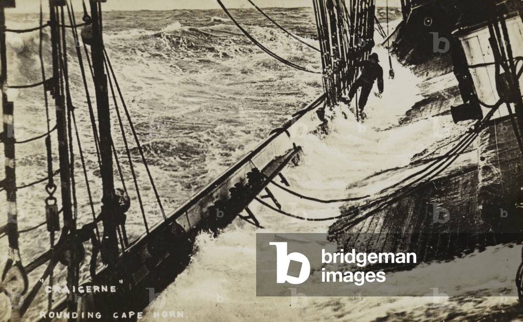 The sailing ship Craigerne rounding Cape Horn (b/w photo)