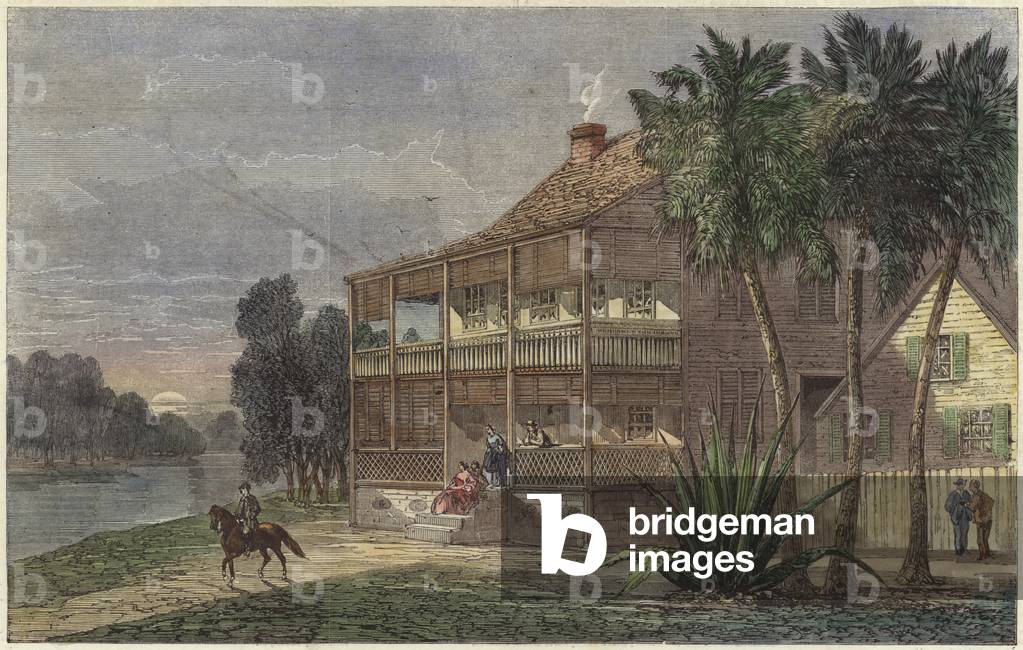 Planter's residence on the Cumbee River (coloured engraving)