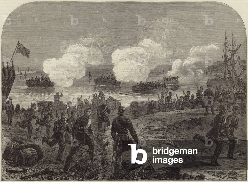 Night attack of the Kent Artillery Volunteers in Ore Creek (engraving)