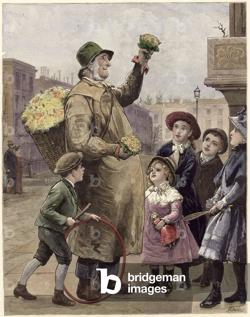 Heralds of spring (coloured engraving)