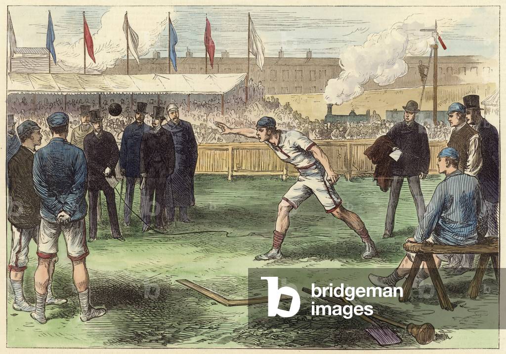 The Universities' Athletics Sports, West Brompton, Putting the Weight (coloured engraving)