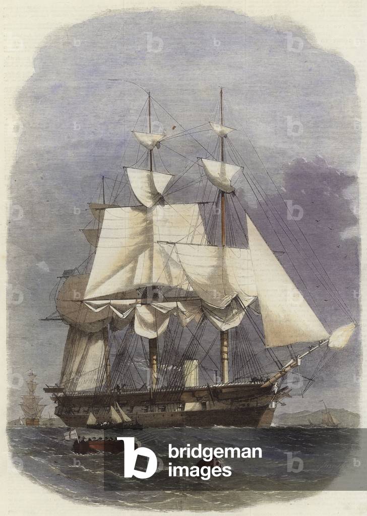 HM steam corvette Racoon (coloured engraving)