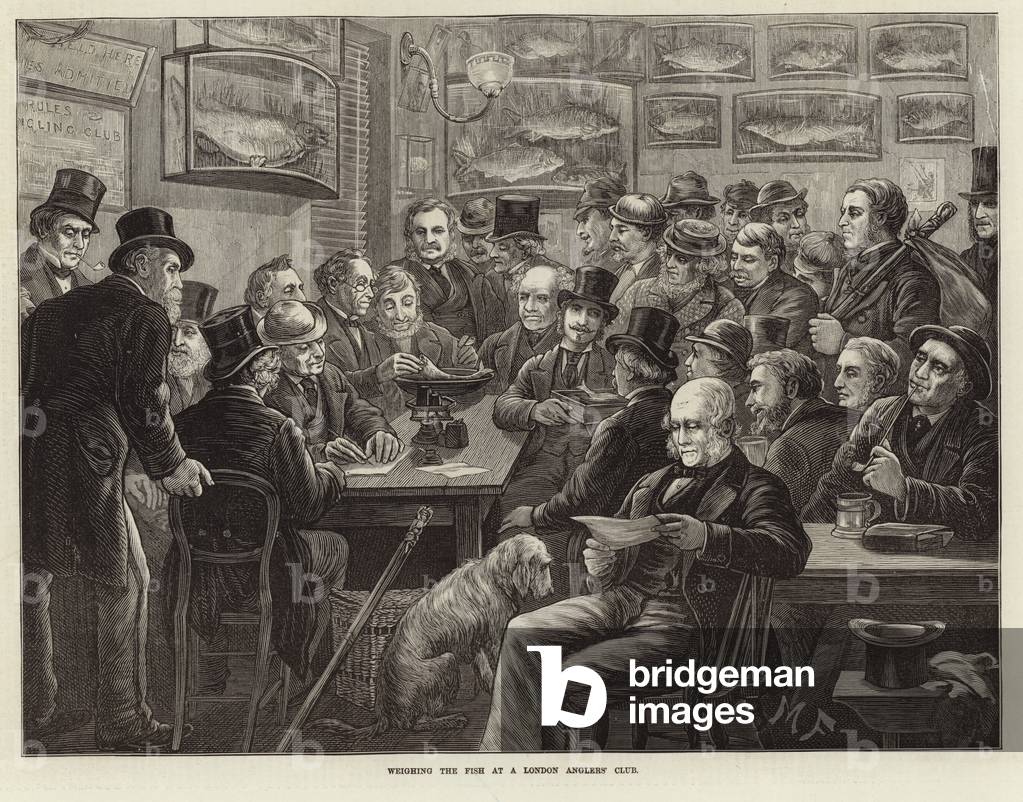 Weighing the Fish at a London Anglers' Club (engraving)