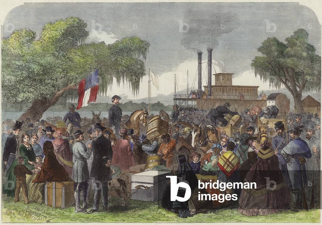 The War in America (coloured engraving)