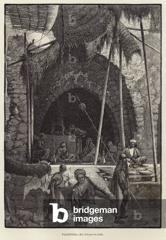 Palestina, En el bazar de Jaffa (engraving)