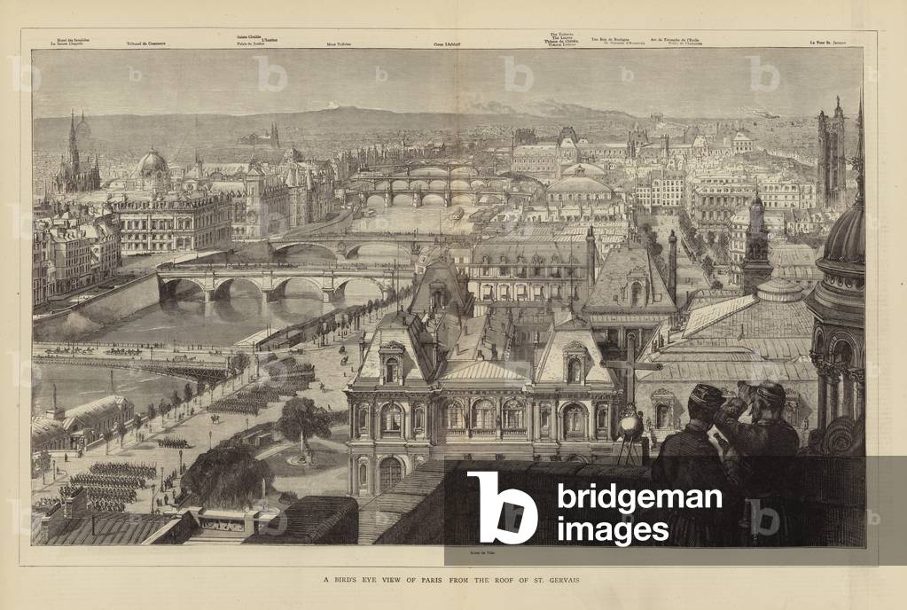 A Bird's Eye View of Paris from the Roof of St Gervais (engraving)