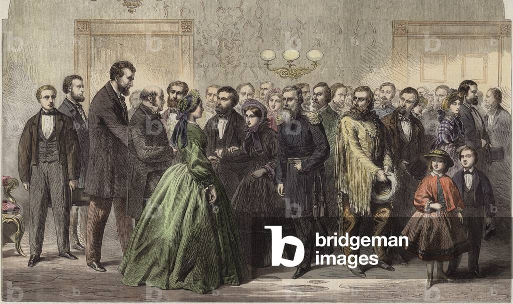 New Year's Reception at the White House (coloured engraving)