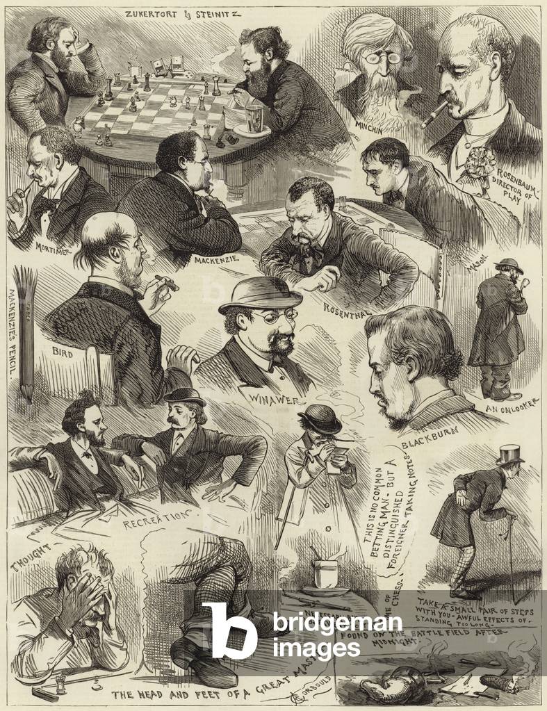 Sketches at the international chess tournament (engraving)