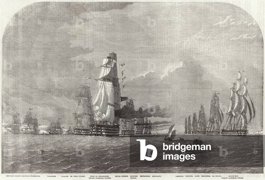 The Baltic fleet running for Dover Straits (engraving)