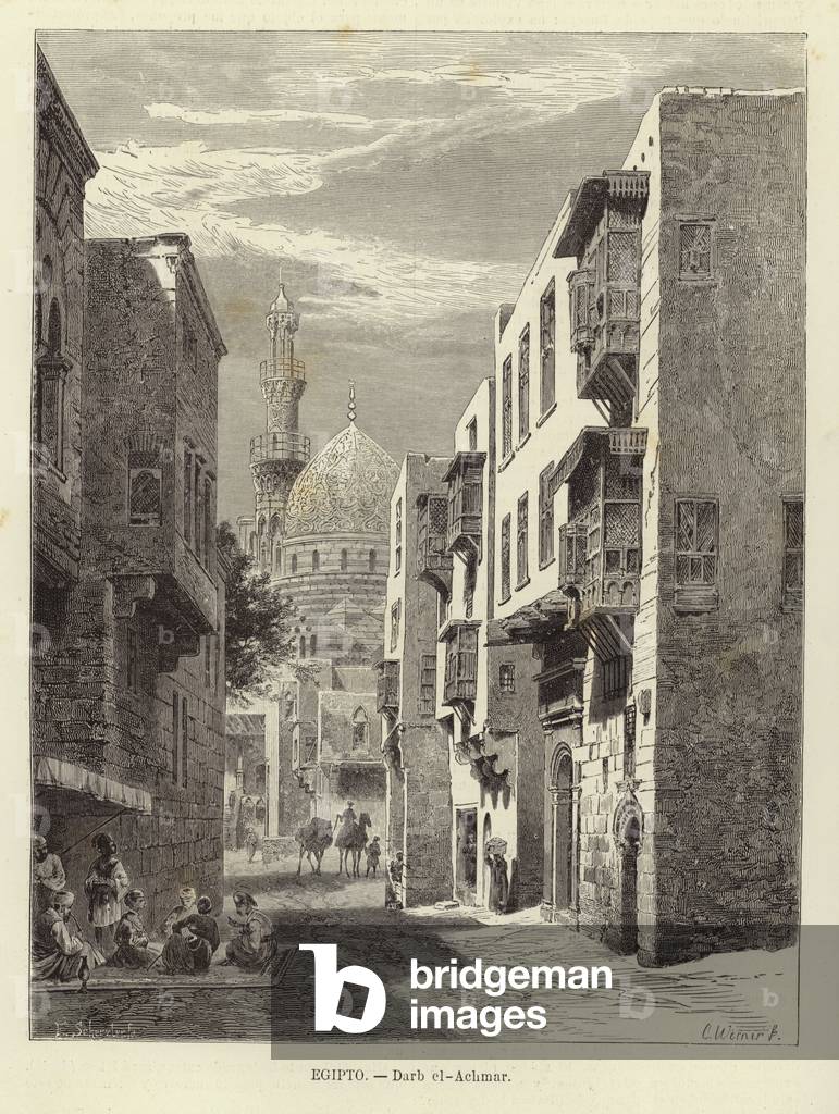 Egypt - Darb al-Ahmar in Cairo (engraving)