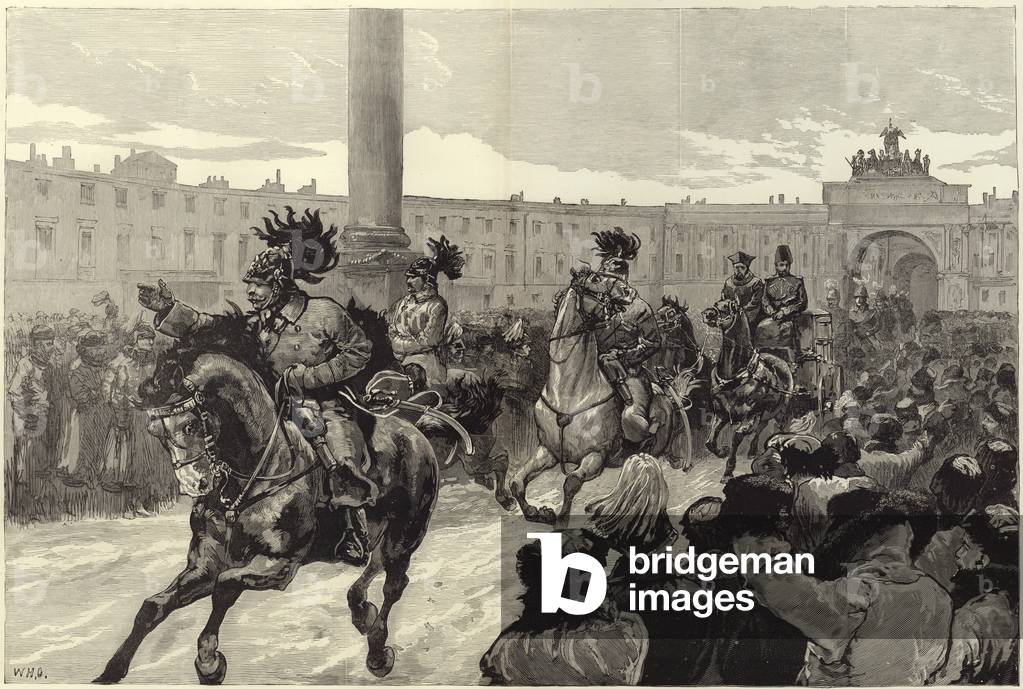 Arrival of the new Emperor and Empress of Russia at the Winter Palace (engraving)