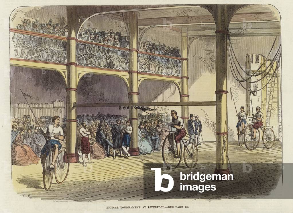Bicycle Tournament at Liverpool (coloured engraving)