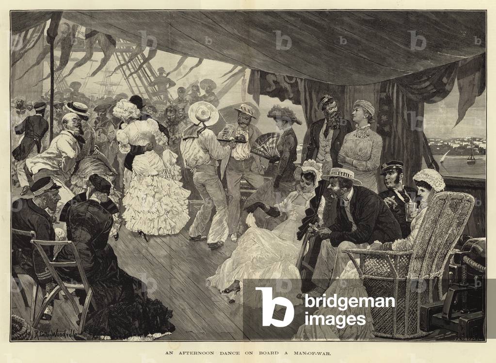 An afternoon dance on board a Man-of-War (engraving)