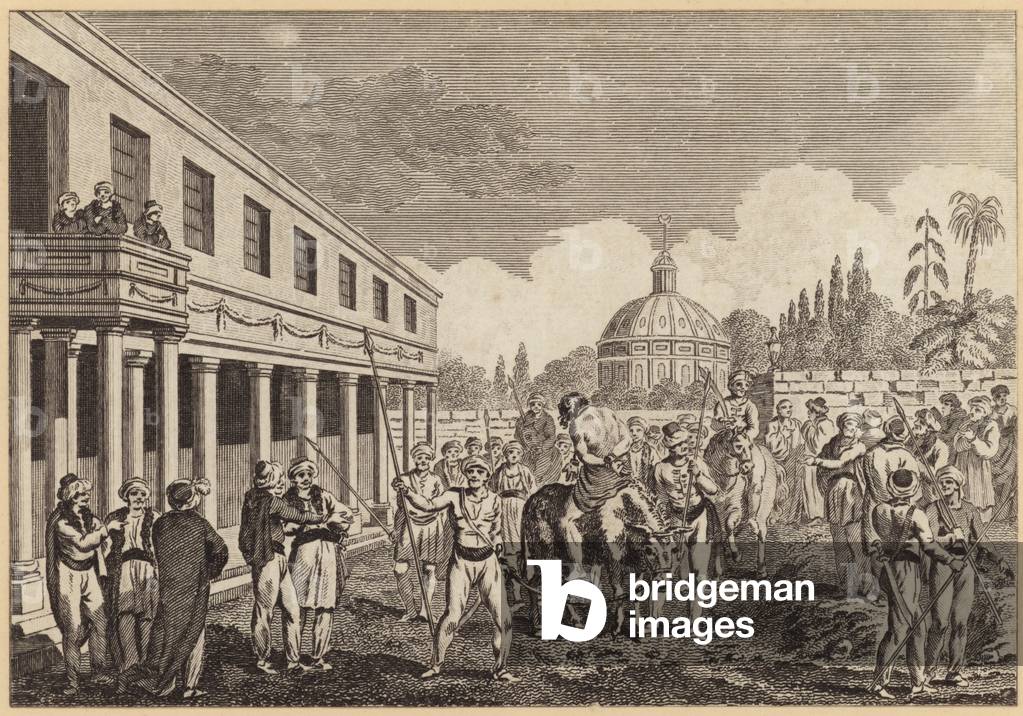 Algerine method of punishing a criminal found guilty of committing burglary (engraving)