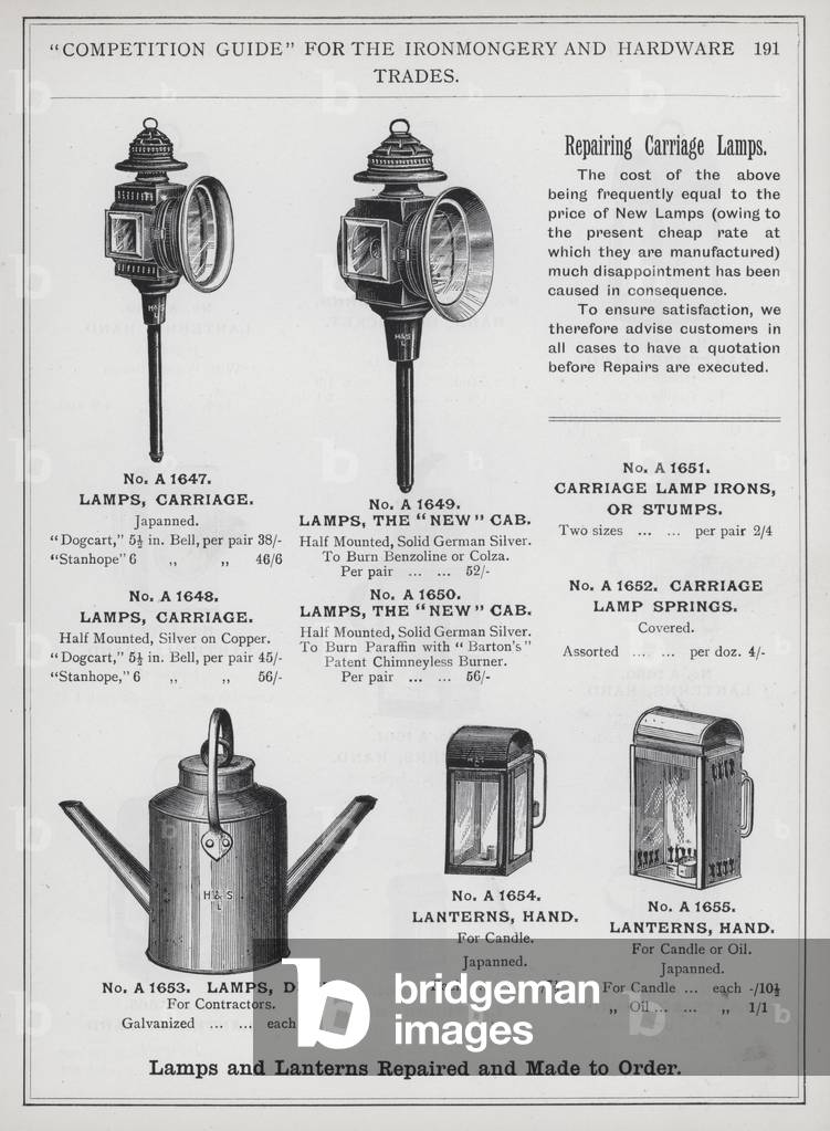 Page of catalogue for the Ironmongery and Hardware Trades, c 1895 (litho)