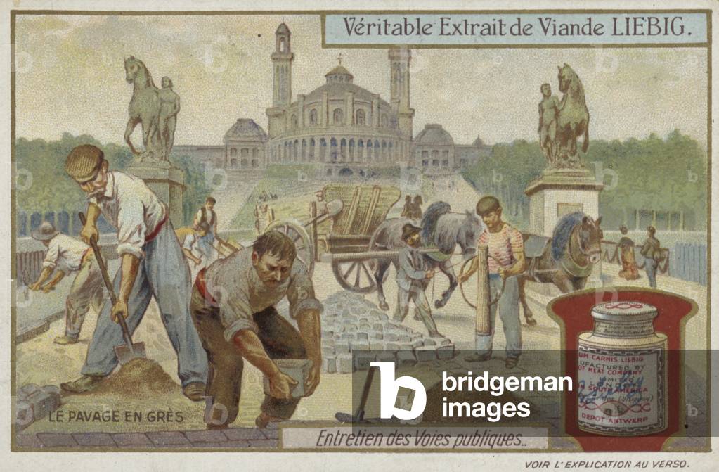 Liebig card featuring road maintenance (colour litho)