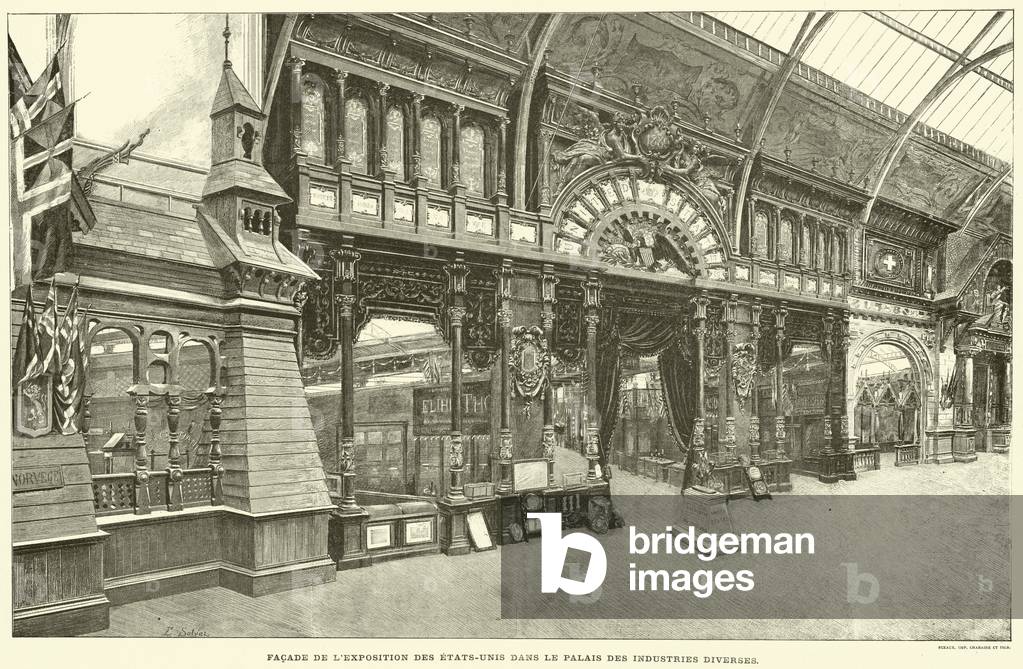 Facade de L'Exposition des Etats-Unis dans le Palais des Industries Diverses (engraving)