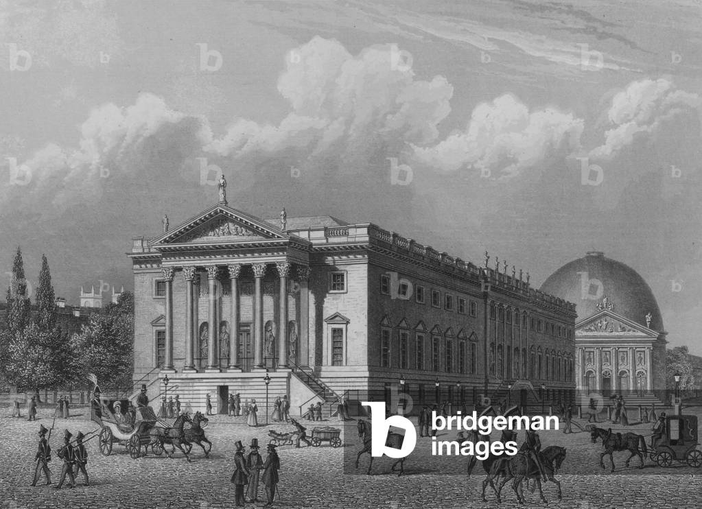 The Royal Opera House and the St Hedwig's Cathedral, Berlin (steel engraving)