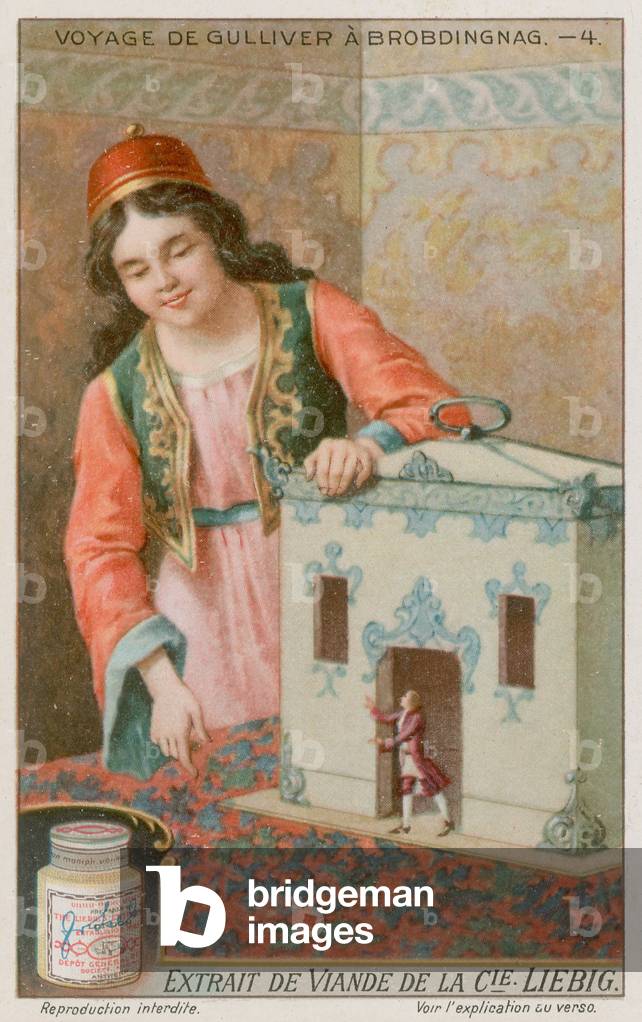 Gulliver and his travelling box (chromolitho)