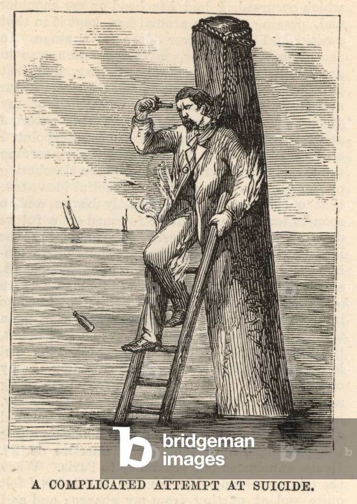 A complicated attempt at suicide (engraving)