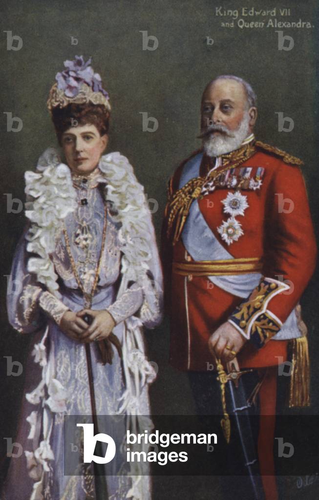 King Edward VII and Queen Alexandra (colour litho)