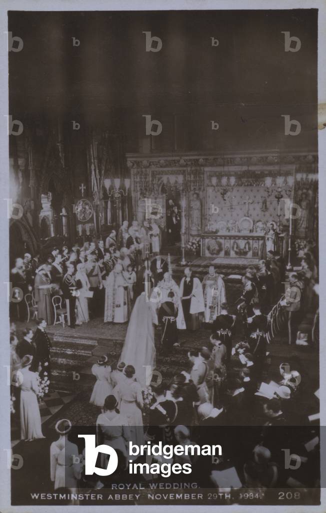 Royal wedding, Westminster Abbey 29 November 1934 (b/w photo)