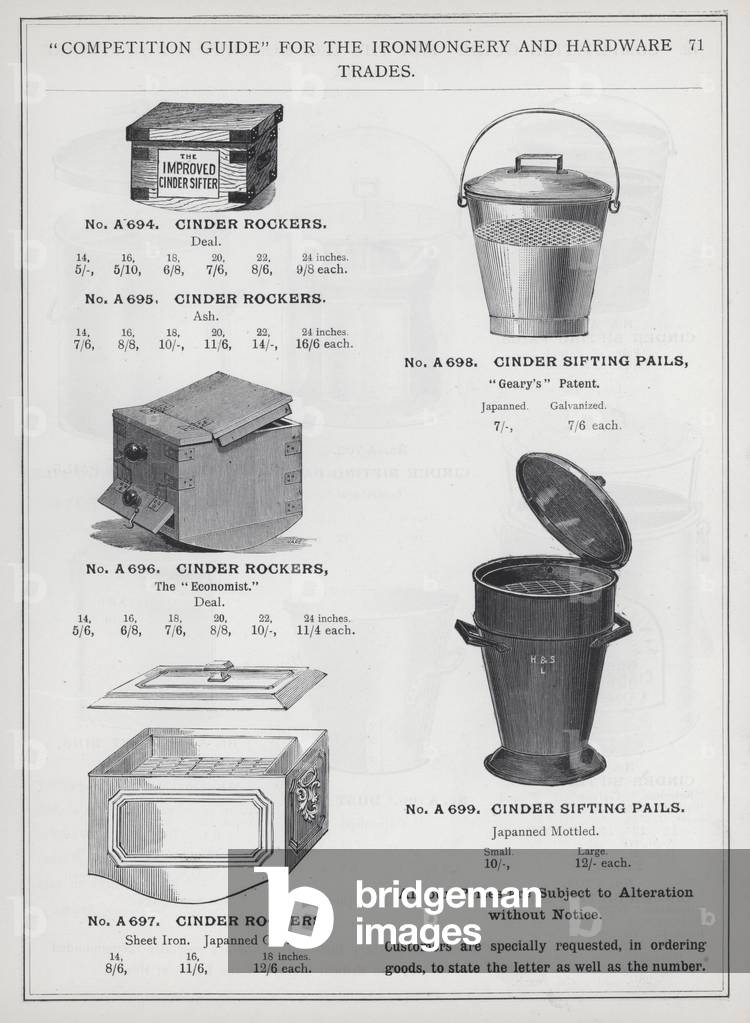 Page of catalogue for the Ironmongery and Hardware Trades, c 1895 (litho)