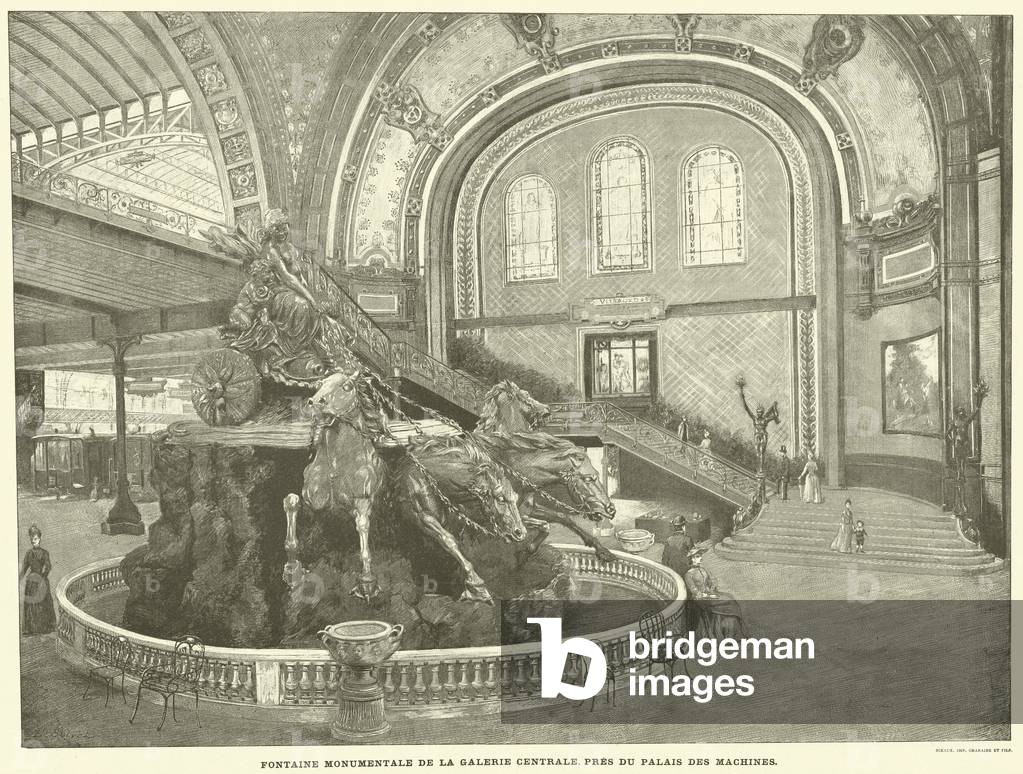 Fontaine Monumentale de la Galerie Centrale, pres du Palais des Machines (engraving)