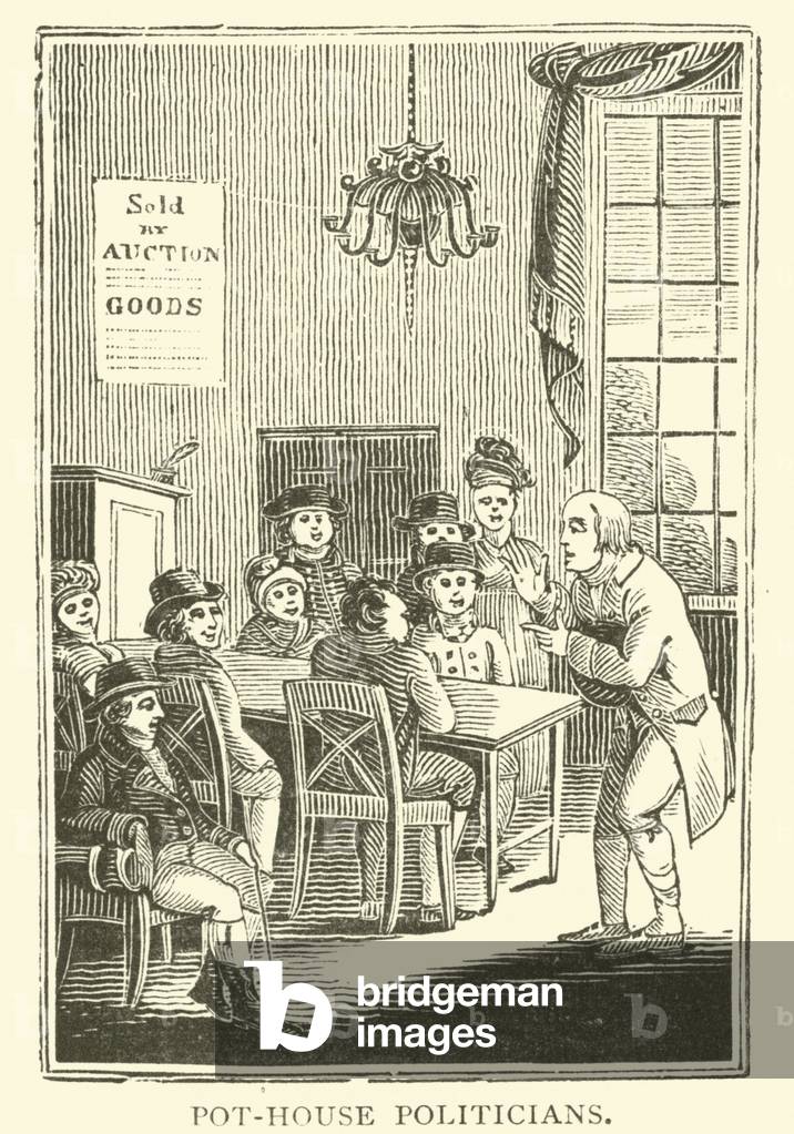 Pot house politicians (woodcut)