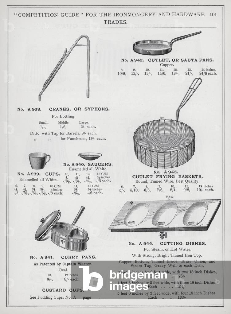 Page of catalogue for the Ironmongery and Hardware Trades, c 1895 (litho)