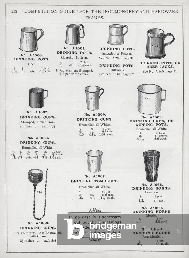 Page of catalogue for the Ironmongery and Hardware Trades, c 1895 (litho)