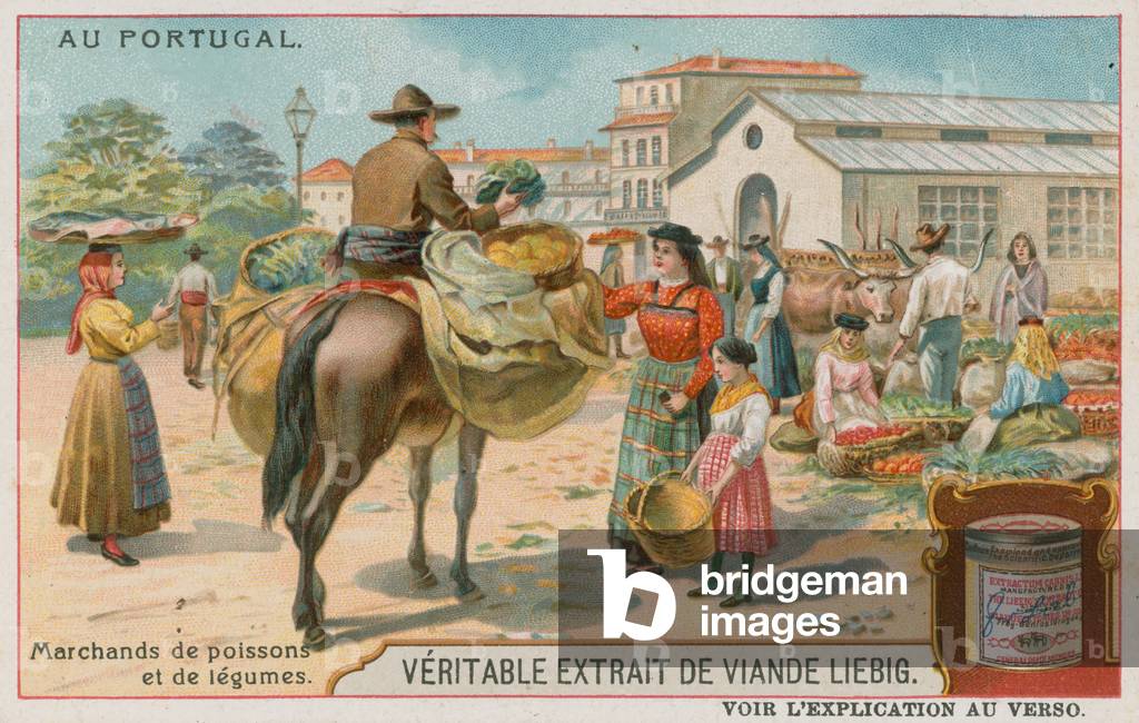 A fish and vegetable market (chromolitho)