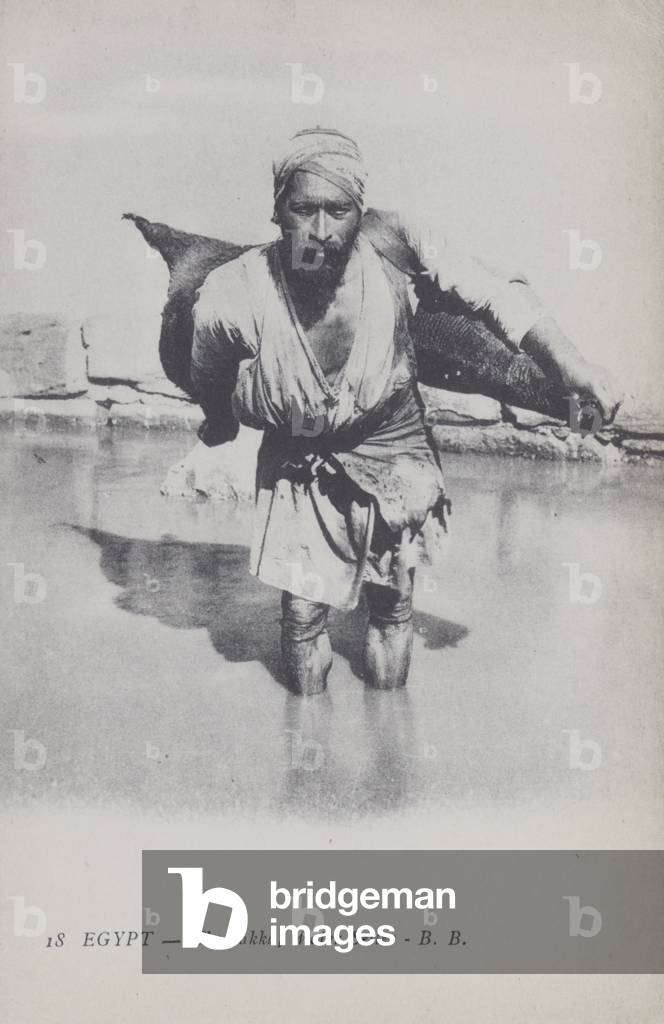 The water seller, Egypt (b/w photo)