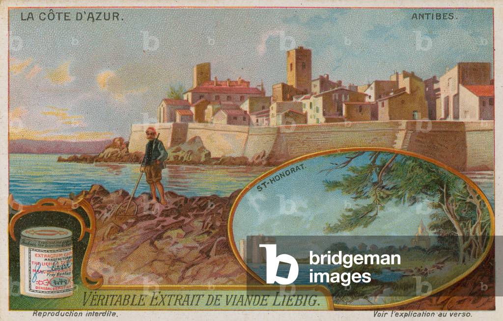Antibes and Ile St Honorat (chromolitho)