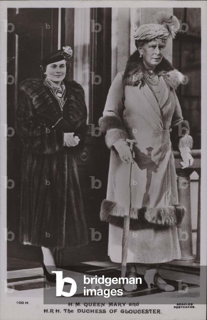 HM Queen Mary and HRH The Duchess of Gloucester (b/w photo)