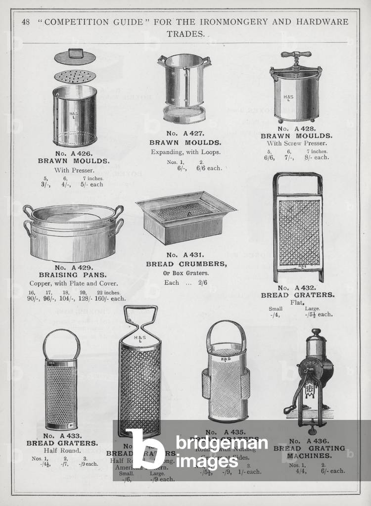 Page of catalogue for the Ironmongery and Hardware Trades, c 1895 (litho)