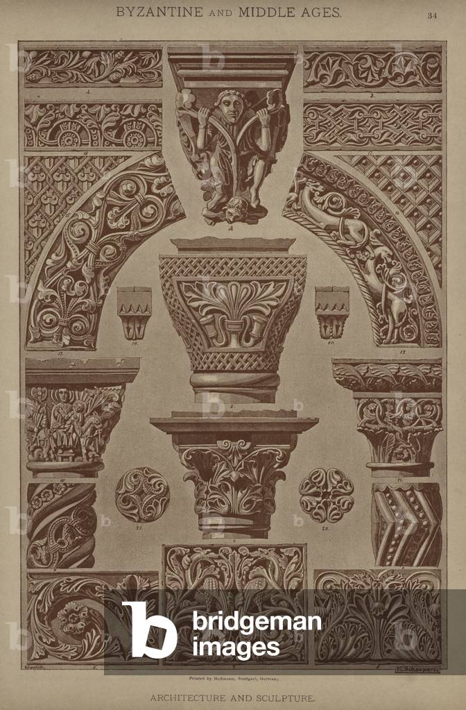 Byzantine and Middle Ages, Architecture and Sculpture (colour litho)