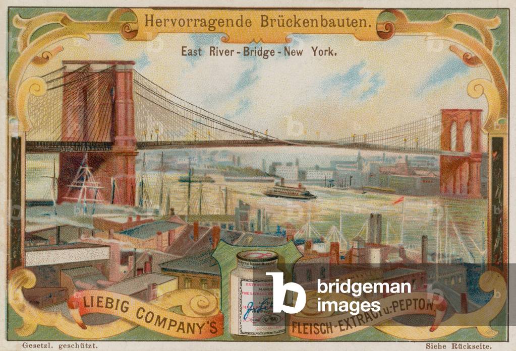 Brooklyn Bridge, New York (chromolitho)