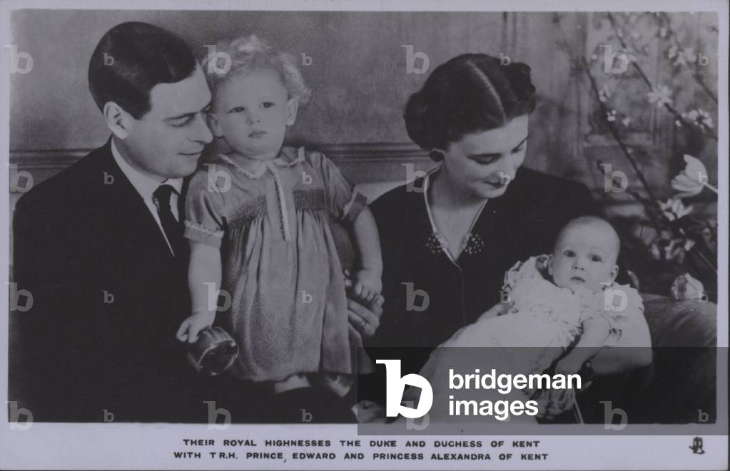 Their royal highnesses the Duke and Duchess of Kent with TRH Prince Edward and Princess Alexandra of Kent (b/w photo)