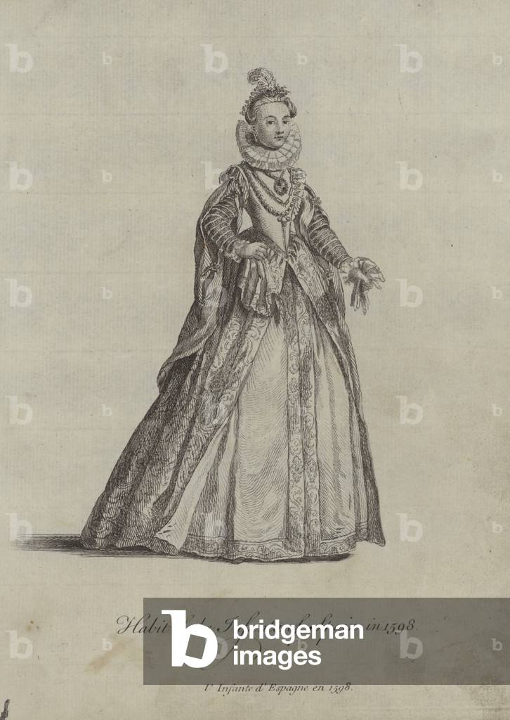 Habit of the Infanta of Spain in 1598 (engraving)