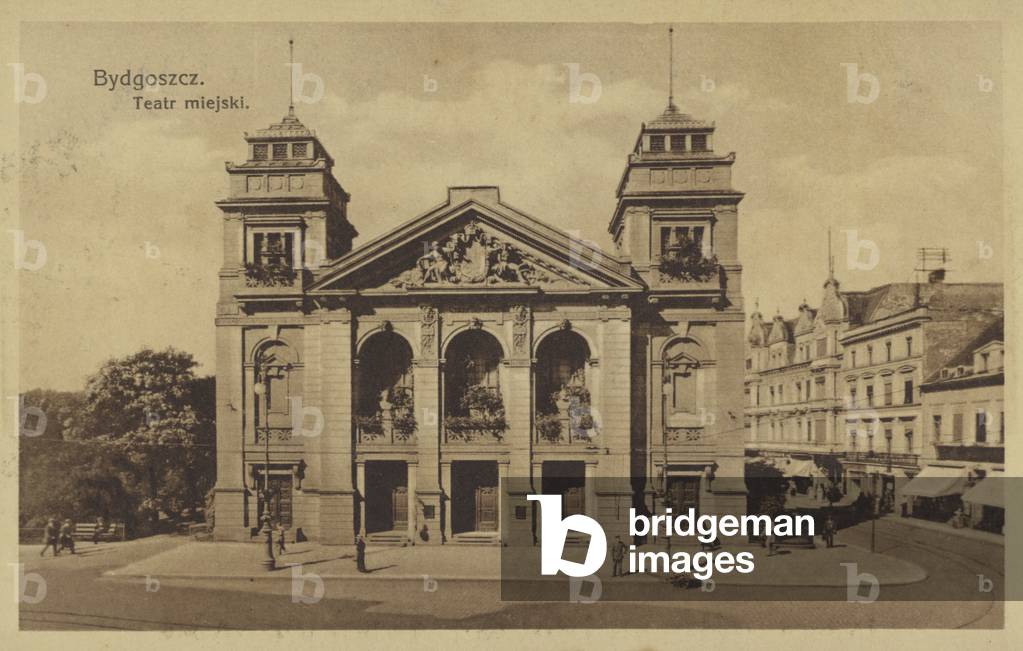 Miejski Theatre, Bydgoszcz, Poland (b/w photo)