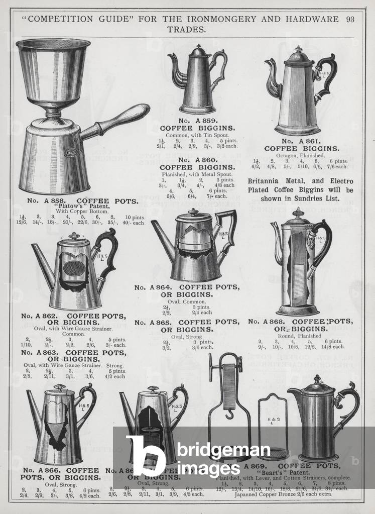 Page of catalogue for the Ironmongery and Hardware Trades, c 1895 (litho)