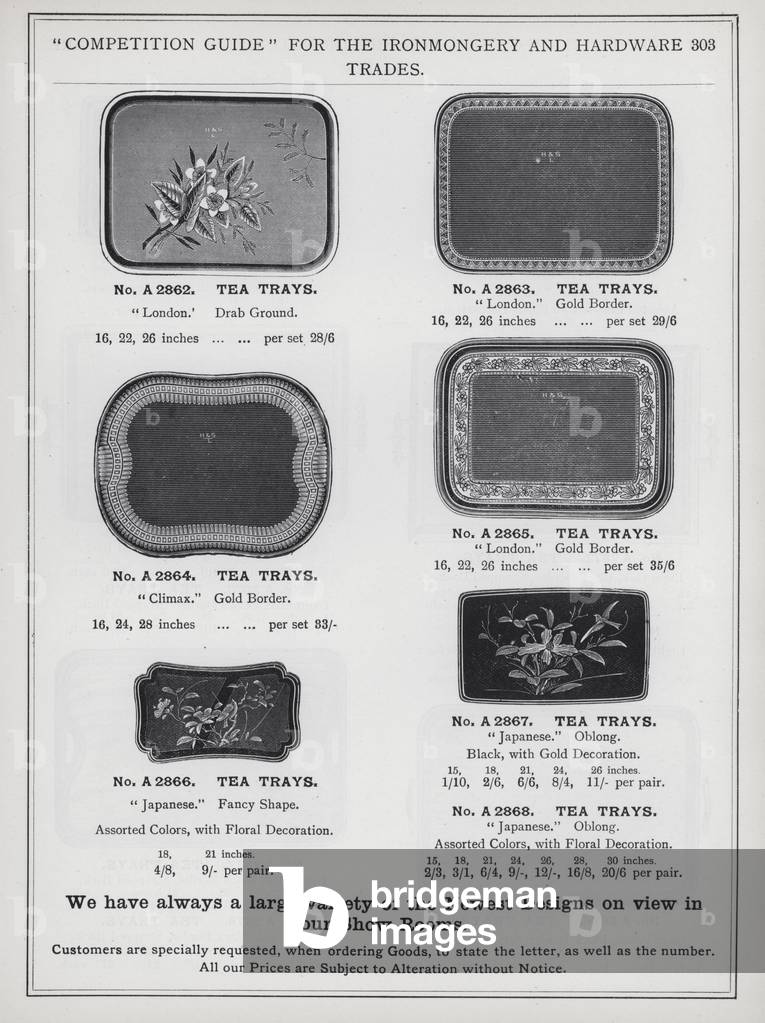 Page of catalogue for the Ironmongery and Hardware Trades, c 1895 (litho)
