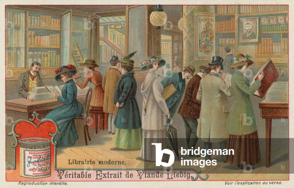 A modern bookshop (early 20th century) (chromolitho)