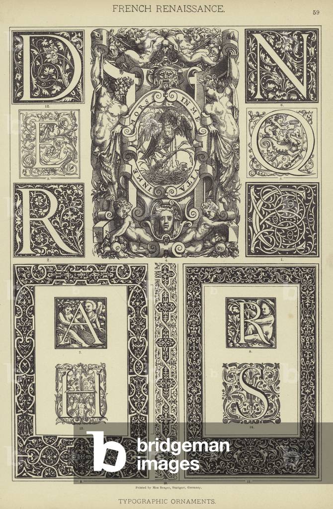 French Renaissance, Typographic Ornaments (colour litho)