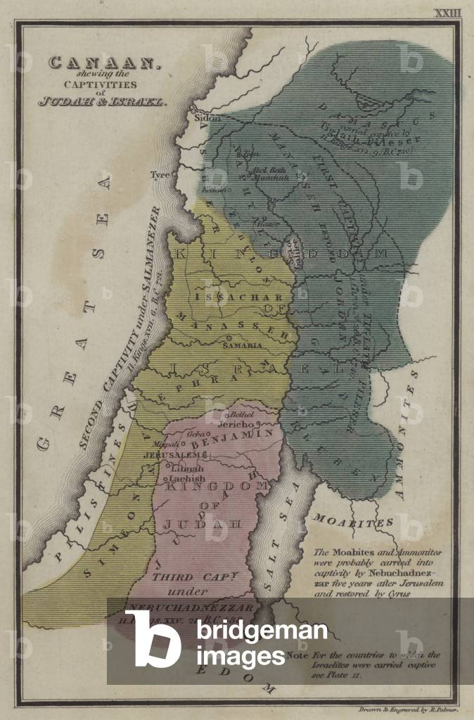 Canaan, shewing the Captivities of Judah and Israel (coloured engraving)