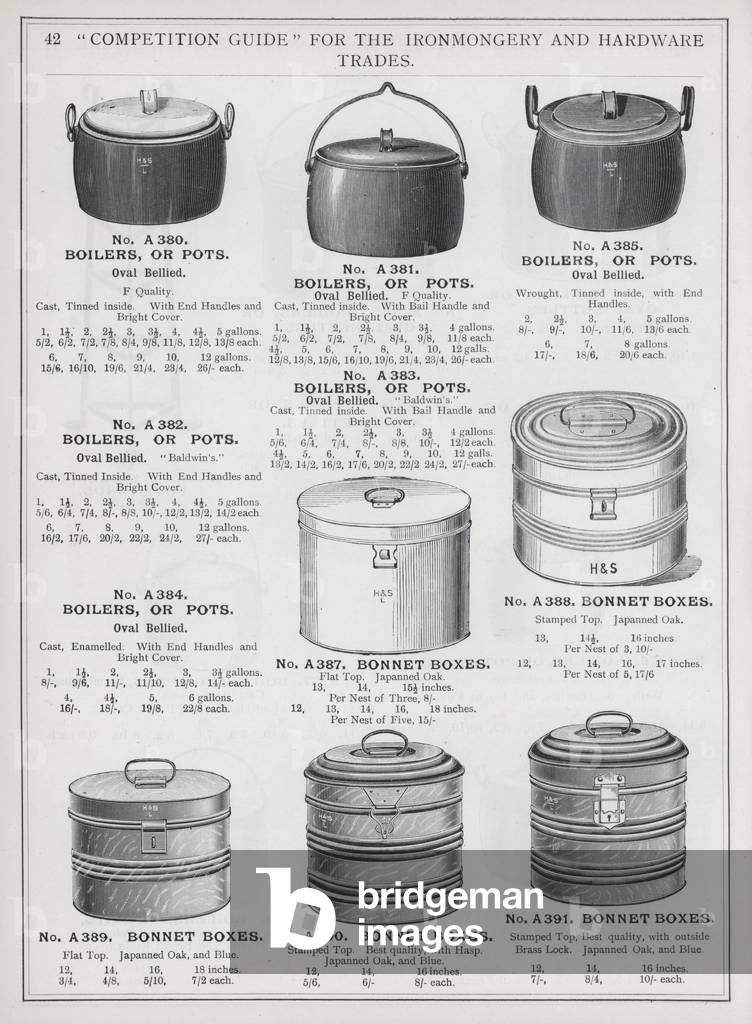 Page of catalogue for the Ironmongery and Hardware Trades, c 1895 (litho)